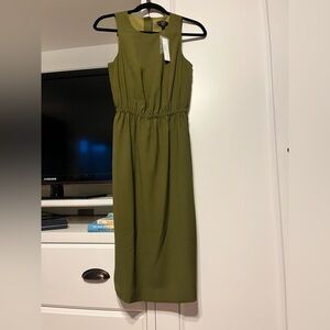 J. Crew Midi Olive Green Sleeveless Dress NWT